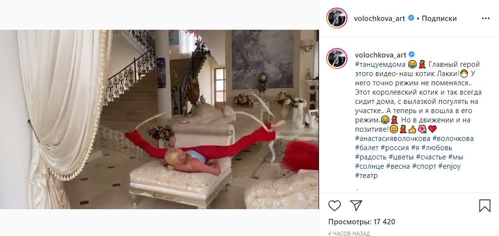 Скучающая дома Анастасия Волочкова «станцевала» со своим котом